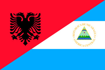 Obraz premium Waving flag of Nicaragua and Albania 