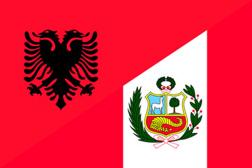 Waving flag of Peru and Albania 