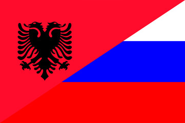 Fototapeta premium Waving flag of Russia and Albania 