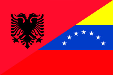 Fototapeta premium Waving flag of Venezuela and Albania 