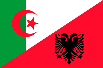 Obraz premium Waving flag of Albania and Algeria 