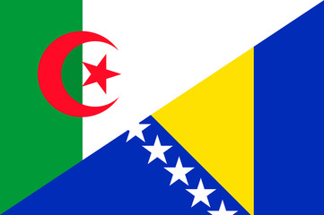 Waving flag of Bosnia and Herzegovina and Algeria 