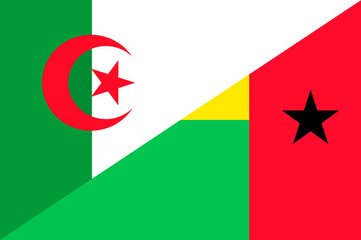 Waving flag of Guinea Bissau and Algeria 