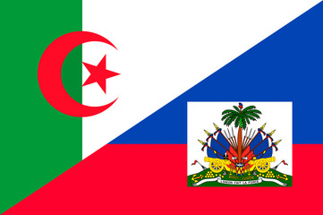 Waving flag of Haiti and Algeria 