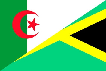 Waving flag of Jamaica and Algeria 