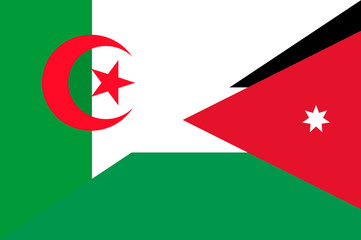 Waving flag of Jordan and Algeria 