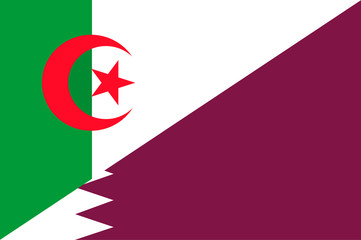 Waving flag of Qatar and Algeria 