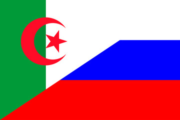 Waving flag of Russia and Algeria 