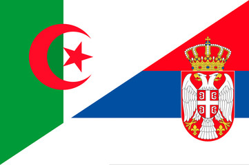 Waving flag of Serbia and Algeria 