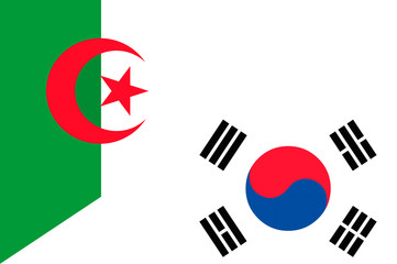 Waving flag of South Korea and Algeria 