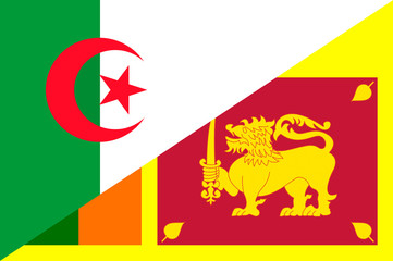 Waving flag of Sri Lanka and Algeria 