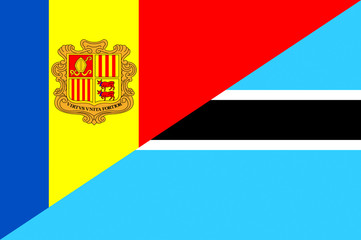 Waving flag of Botswana and Andora 