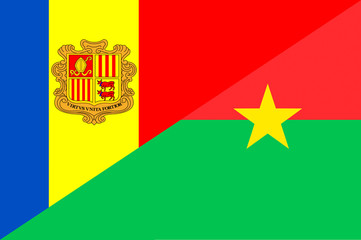 Waving flag of Burkina Faso and Andora 