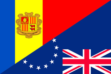 Waving flag of Cook Islands and Andora 