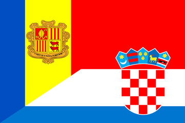 Waving flag of Croatia and Andora 