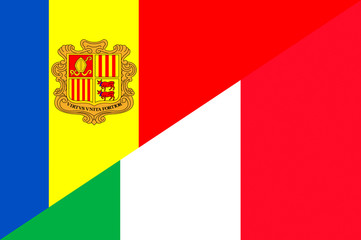 Waving flag of Italy and Andora 