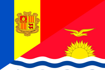 Waving flag of Kiribati and Andora 