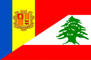 Waving flag of Lebanon and Andora 