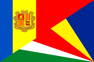 Waving flag of Seychelles and Andora 