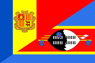 Waving flag of Swaziland and Andora 