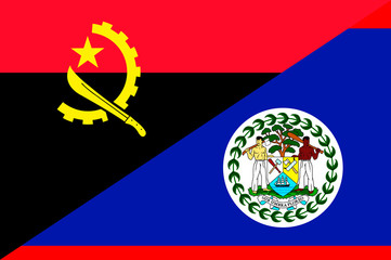 Obraz premium Waving flag of Belize and Angola 