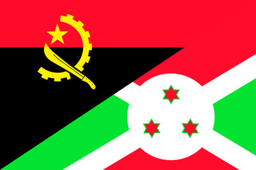 Waving flag of Burundi and Angola 