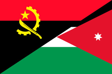 Waving flag of Jordan and Angola 