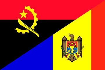 Waving flag of Moldavia and Angola 