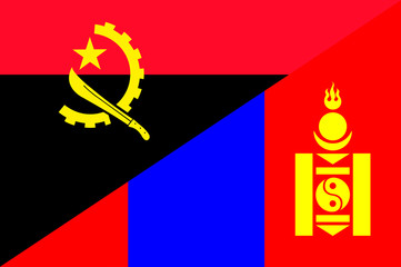 Naklejka premium Waving flag of Mongolia and Angola 