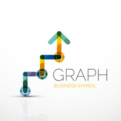Abstract logo idea, linear chart or graph  business icon. Creative vector logotype design template
