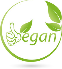 Vegetarisches Logo, Hand, Blättern, Vegan, Pflanze