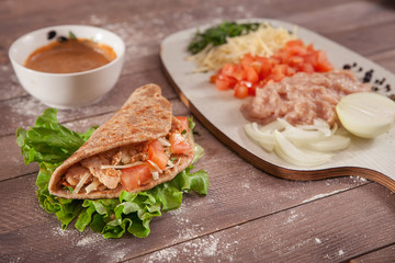 taco and ingridients closeup