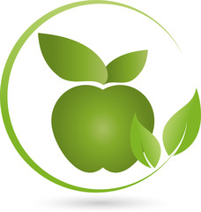 Apfel und Blätter, Logo, Essen, Vegan