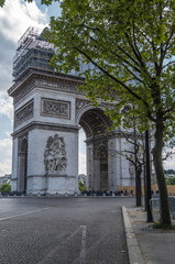Fototapeta na wymiar Paris France 20 April 2014 The Arc de Triomphe is one of the most famous monuments in Paris