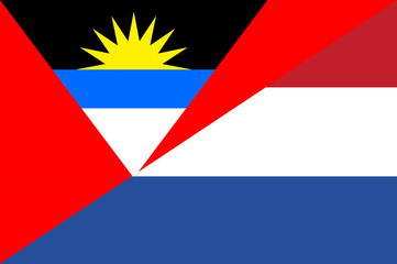 Waving flag of Holland and Antigua and Barbuda