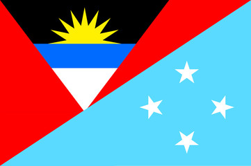 Waving flag of Micronesia and Antigua and Barbuda