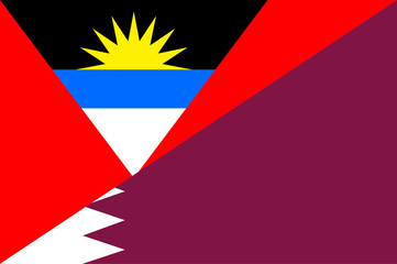 Waving flag of Qatar and Antigua and Barbuda