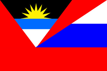 Waving flag of Russia and Antigua and Barbuda