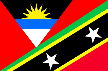 Naklejka premium Waving flag of Saint Kitts and Nevis and Antigua and Barbuda