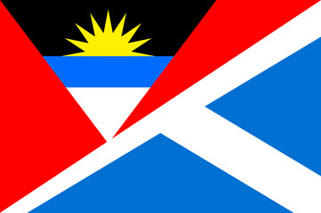 Waving flag of Scotland and Antigua and Barbuda