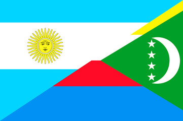 Waving flag of Comorian and Argentina 