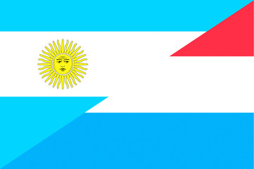 Waving flag of Luxembourg and Argentina 