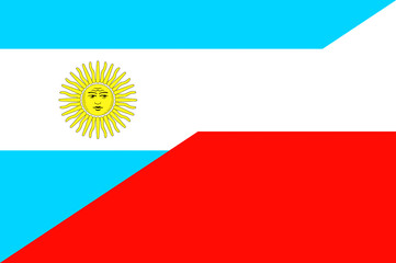 Waving flag of Poland and Argentina 