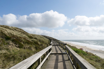 Naklejka premium Sylt Beach Panorama from Dunes stairways