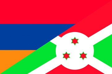 Waving flag of Burundi and Armenia 
