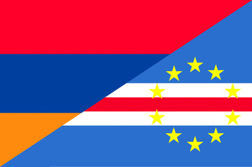 Waving flag of Cape Verde and Armenia 