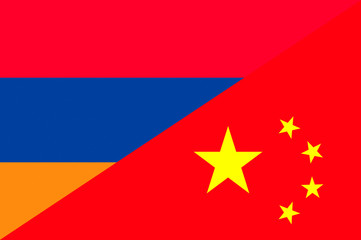 Waving flag of China and Armenia 