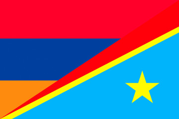 Waving flag of Congo Democratic Republic and Armenia 