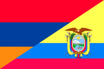 Waving flag of Ecuador and Armenia 