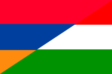 Waving flag of Hungary and Armenia 